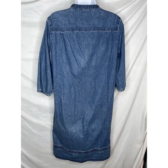 Orvis Blue Denim Dress Size 8 Medium All Cotton Deep Pockets Button Up - Picture 7 of 11